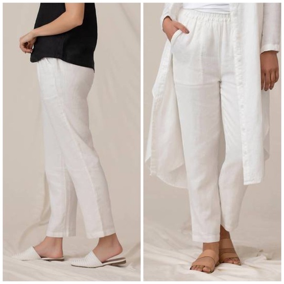 Sympli Linen Narrow Pants in White Lagenlook Coastal Grandma X-Small - Picture 1 of 8